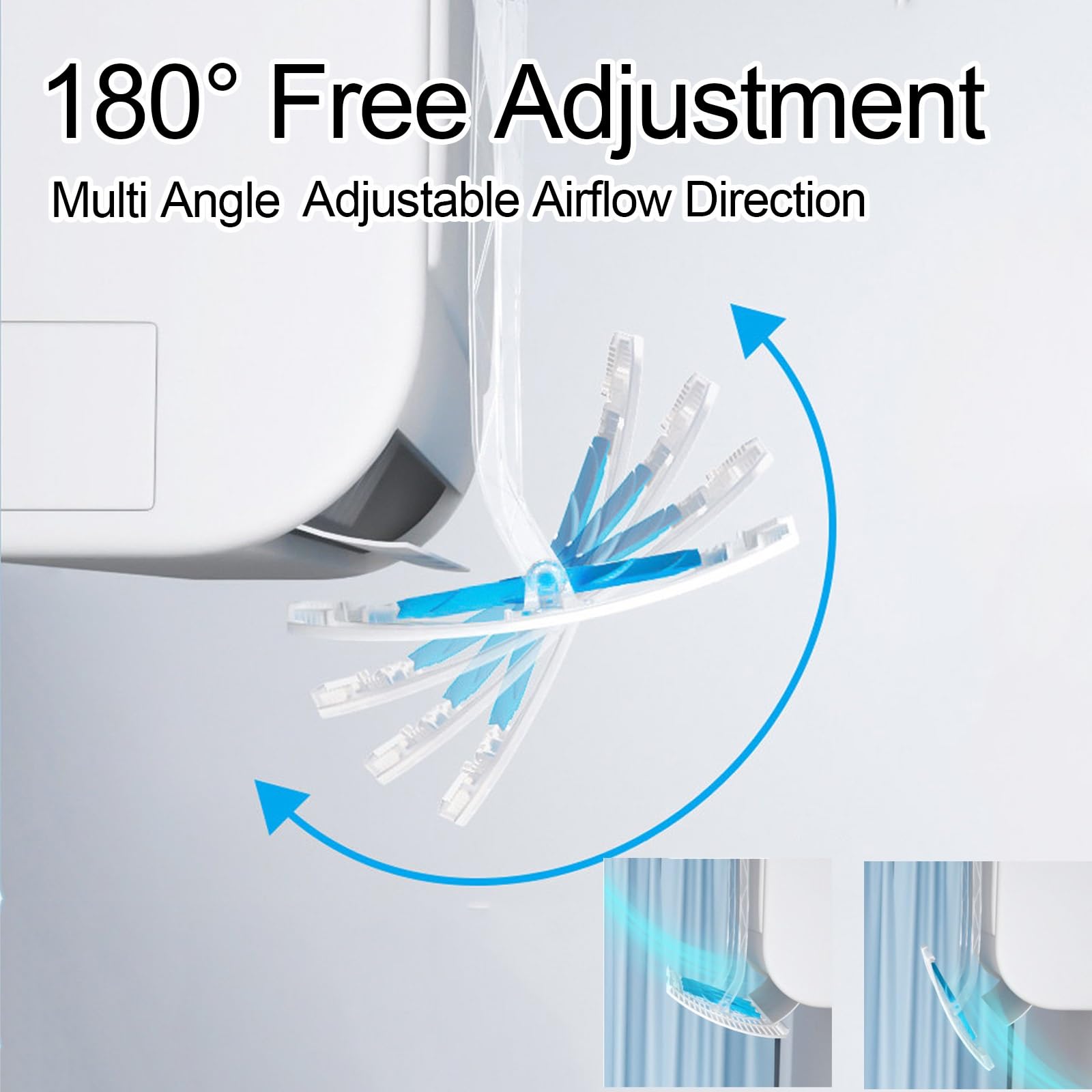 Deflettore Climatizzatore con 3 Ventole, Barriera Condizionatore Regolabile 55-88cm, Rotazione a 180°, Anti Getto Diretto(Clear)