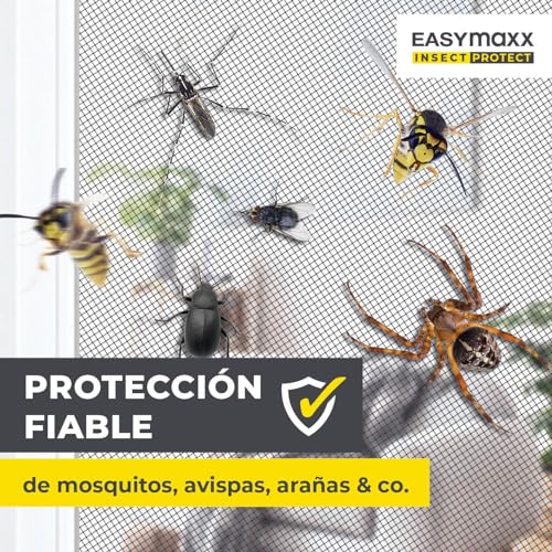 Miniatura 3 de EASYmaxx Mosquitera para ventanas con Magic Click | Cortada a medida para todas las ventanas de hasta 150 x 130 cm | Fácil instalación con 12 imanes - sin taladrar ni atornillar [2 Piezas]