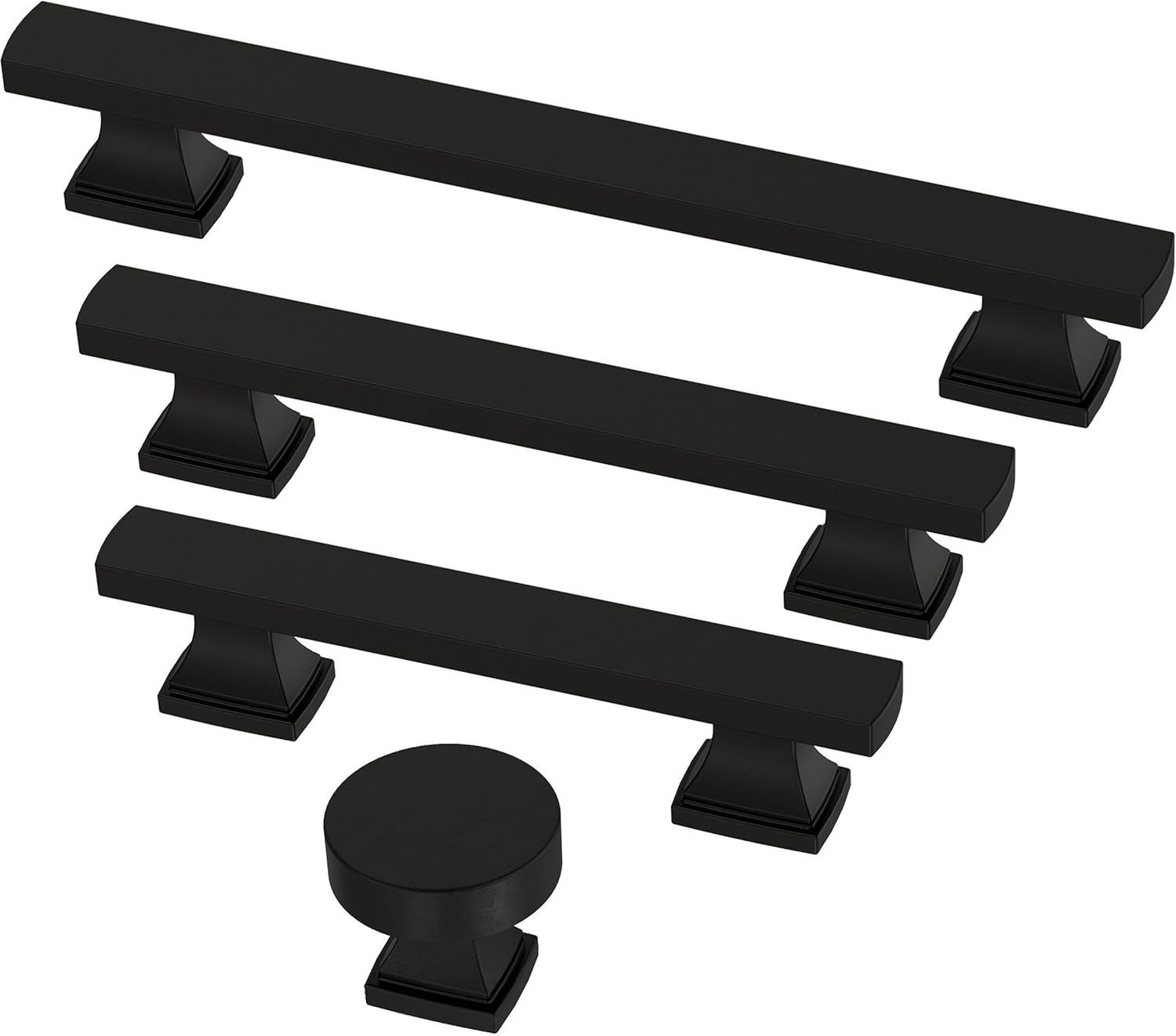 Franklin Brass 10 Pack Matte Black Cabinet Knobs 1-1/16 inch (27mm) Kitchen Cabinet Handles and Drawer Knobs for Cupboards, Dressers, Furniture, Bathroom Vanity | Tiered Foot