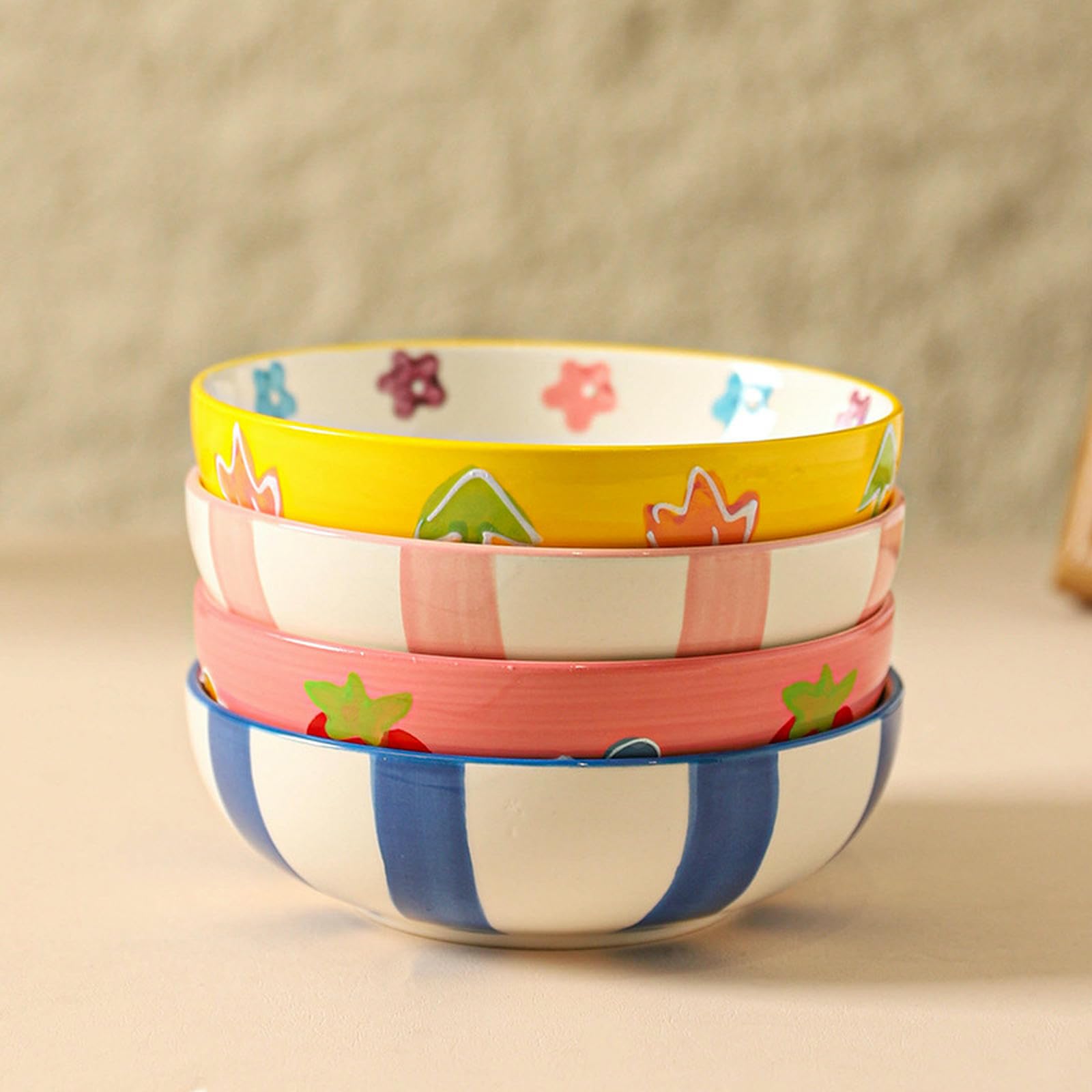 Świeża, urocza i delikatna ceramiczna miska śniadaniowa w stylu koreańskim - niebieska