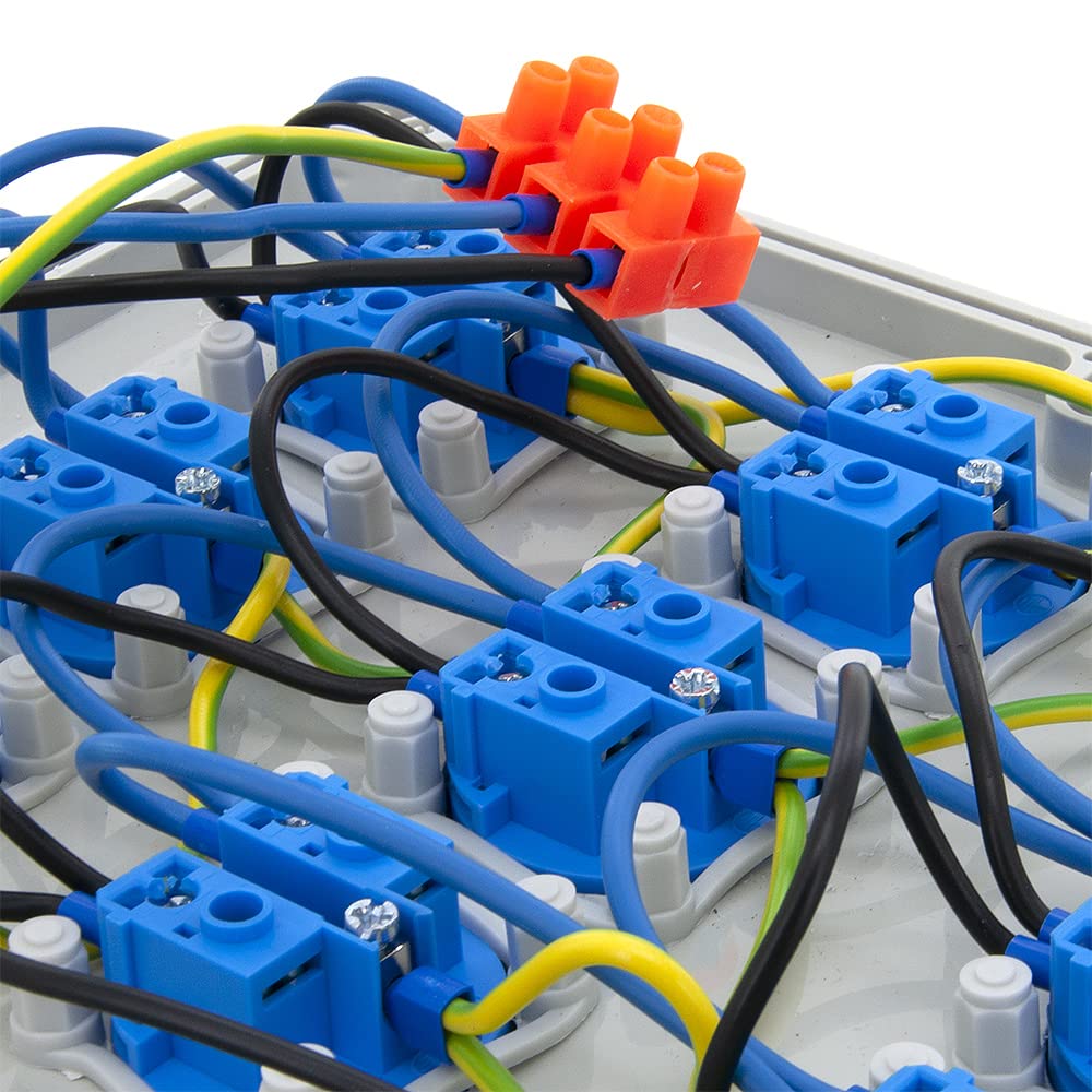 ELS Elektrotechnika Distributore di corrente da costruzione, 9 x 230 V, prese Schuko IP54, distributore a parete, pronto per il collegamento, per interni ed esterni, officine, fabbriche
