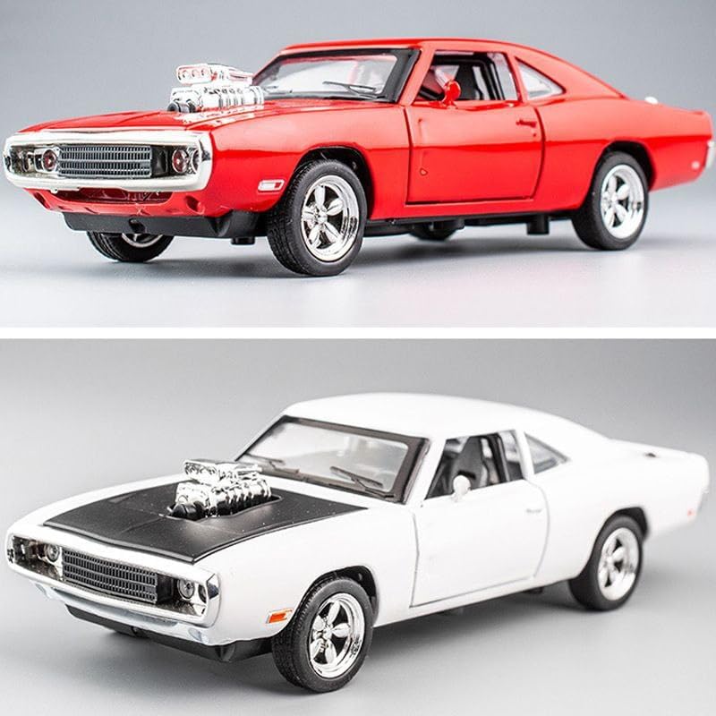 Image of WORSHIPER 1:24 Exclusive Big Fast and Furious Dodge Charger Diecast Model Metal Pull-Back with Sound Light Opening Doors Kids Boys Gifts Toys Kids Classic Car