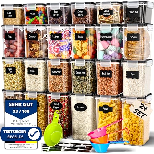 JOIKIT 3 Stück Vorratsdosen 1,9 L – Luftdichte Aufbewahrungsbehälter Für Pasta, Mehl, Müsli & Snacks, Transparent, Mit Deckel, 31 Cm Hoch