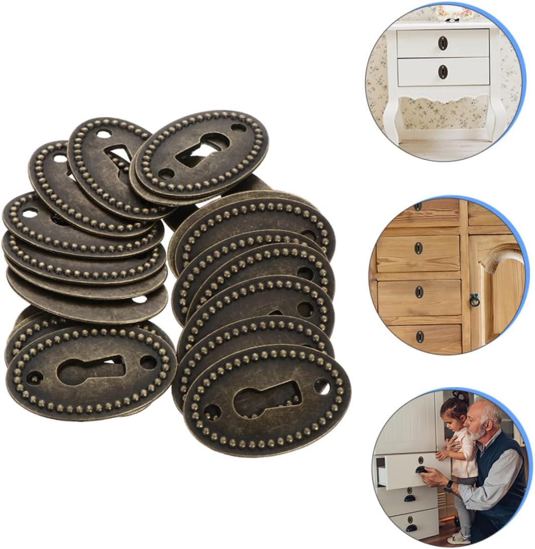 Homoyoyo 30pcs Antique Keyhole Cover Plates Retro Keyhole Protectors for Furniture and Desks Smooth Texture and Finish Vintage Home Decor Accessories