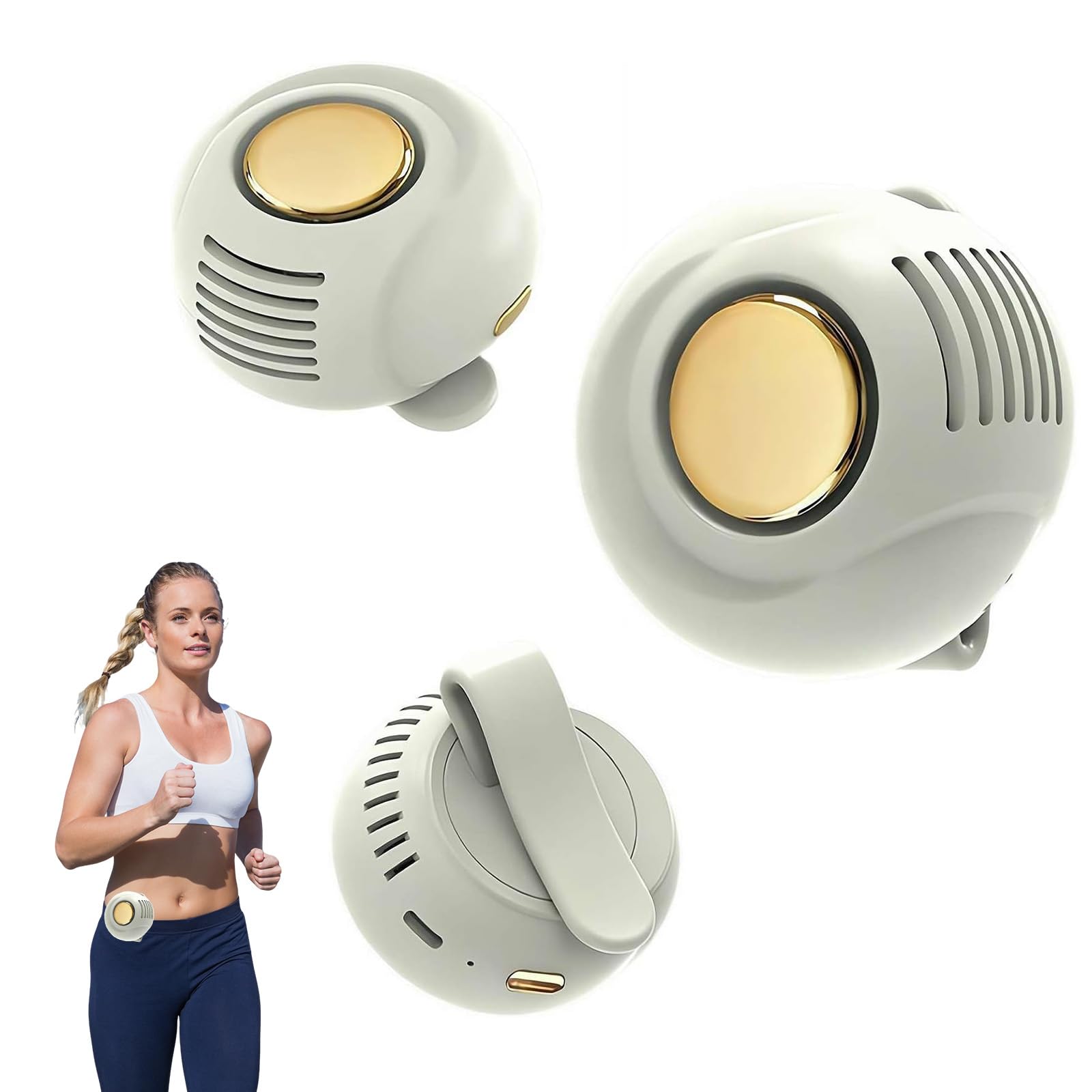 OEHUG 360° Rotatable Portable Mini Clip-on Fan,3 Speeds Clip On Fan Waist & Neck,900mah Rechargeable Clip-On Hands-Free Fans,Wearable Cooling Fans for Outdoor,Travel,Office,Shirt (white)