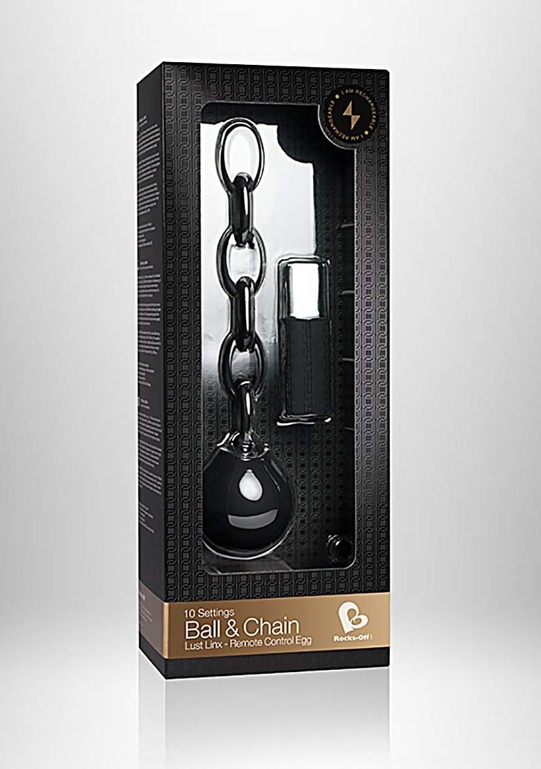 Rocks-Off Multispeed Lust Linx Ball with Chain, Black, diameter 4.4 x 5 cm - Image 3