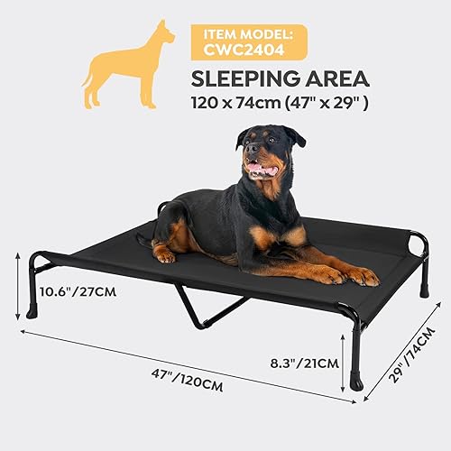 Miniatura 3 de Veehoo Cama elevada para perro, cunas elevadas para perros grandes, cama impermeable para perros al aire libre, hamaca refrescante para mascotas con