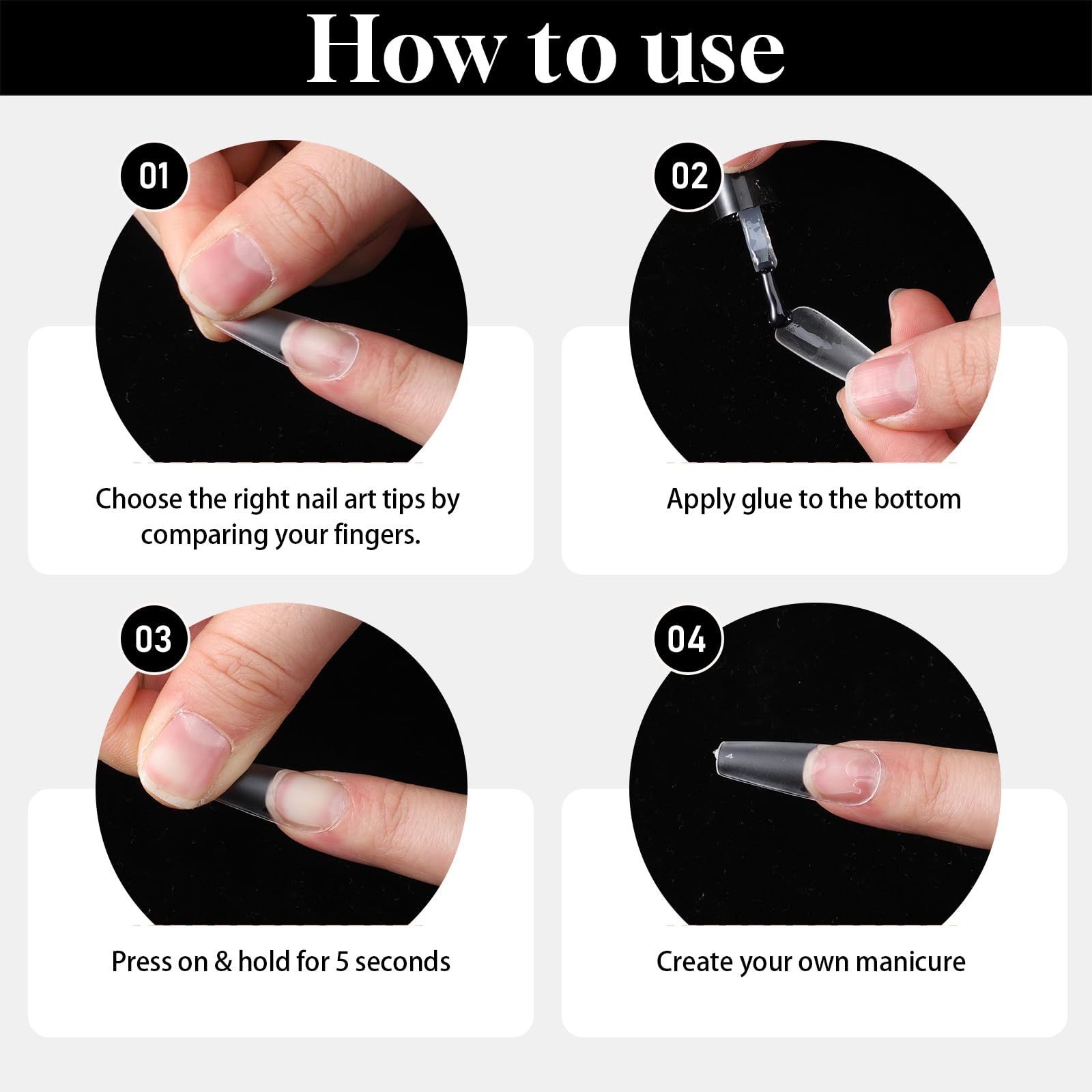 240 sztuk tipsów do paznokci żelowych, tipsy do paznokci, pełne pokrycie, długie kwadratowe tipsy, przezroczyste końcówki do paznokci Soft Gel Press on Nail Tip do samodzielnego przedłużania paznokci