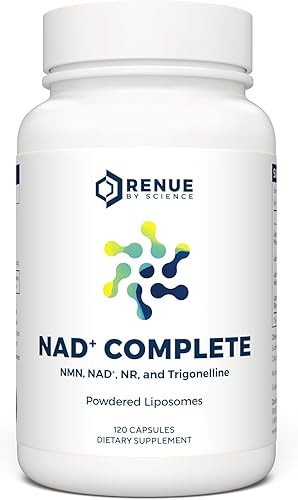 RENUE by SCIENCE NAD+ Complete | 120 cápsulas de suplemento de NAD liposomal con NMN, NR y trigonelina, 210 mg de NMN y 160 mg de NAD por porción |