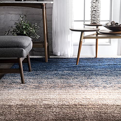 Image of SWEET HOMES. Super Ultra Soft Shaggy Handcrafted Anti-Skid Silk Touch Carpet. Size 3X5 Feet, Colour, B6 Blue /Ivoryy