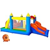 HuaKastro 16.3x7.2FT Kids Inflatable Obstacle Bounce House with Dual Racing Slides, Crawl Tunnels, Climbing, Obstacles, Jumping All in One Castle Great for Children's Outdoor Party - with Blower
