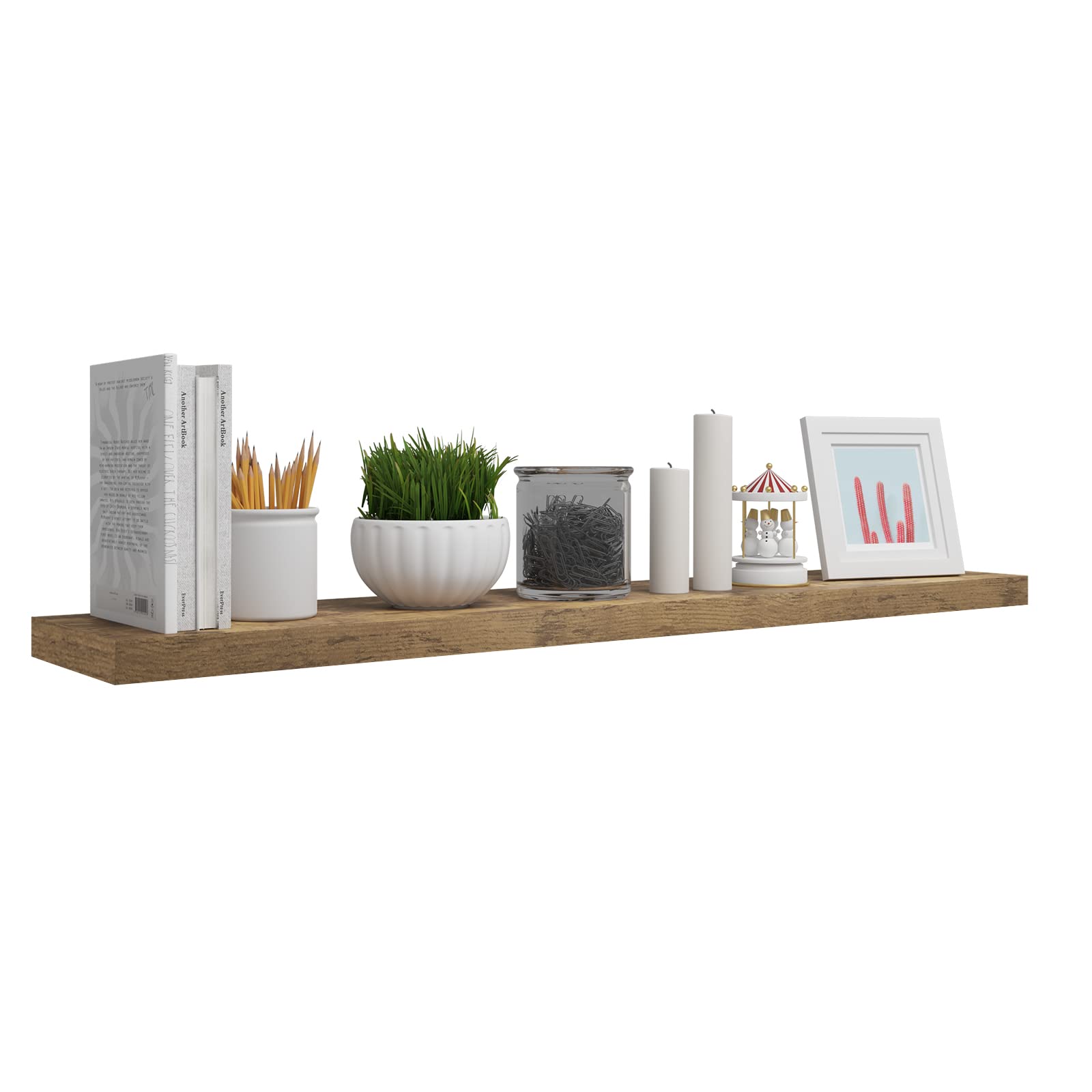 WOLTU RG9318dgr-2 Wandplank, boekenplank, planken, voor decoratieve wandplanken van MDF-hout, set van 2 hangplanken, donkergrijs, 80 x 23 x 3,8 cm