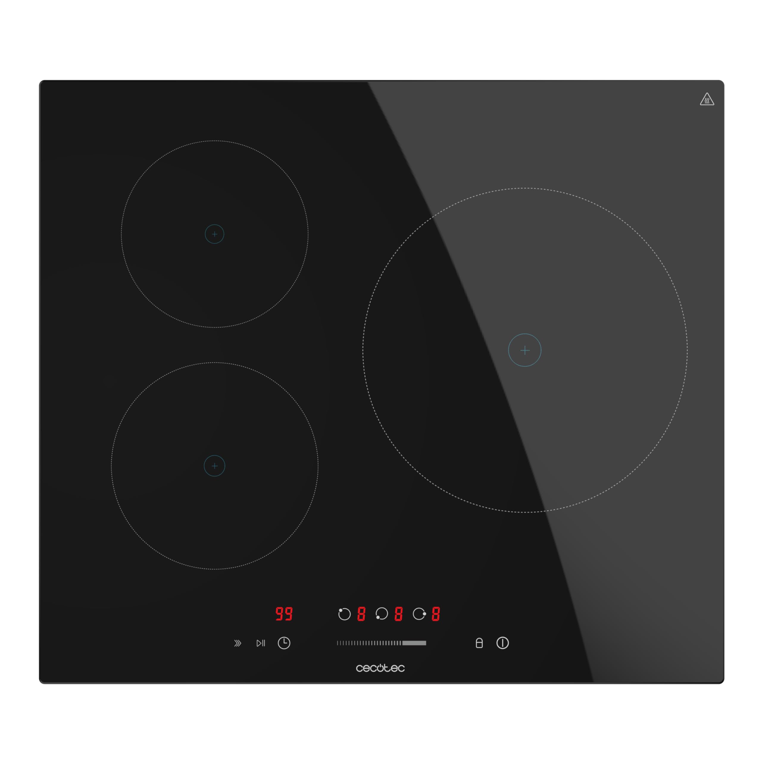 Cecotec Piano Cottura a Induzione 3 Zone Placa Bolero Squad I 3001 Max, Potenza 6600W, 9 Livelli Potenza, KidBlock, Spegnimento Automatico, Timer, Controllo Touch