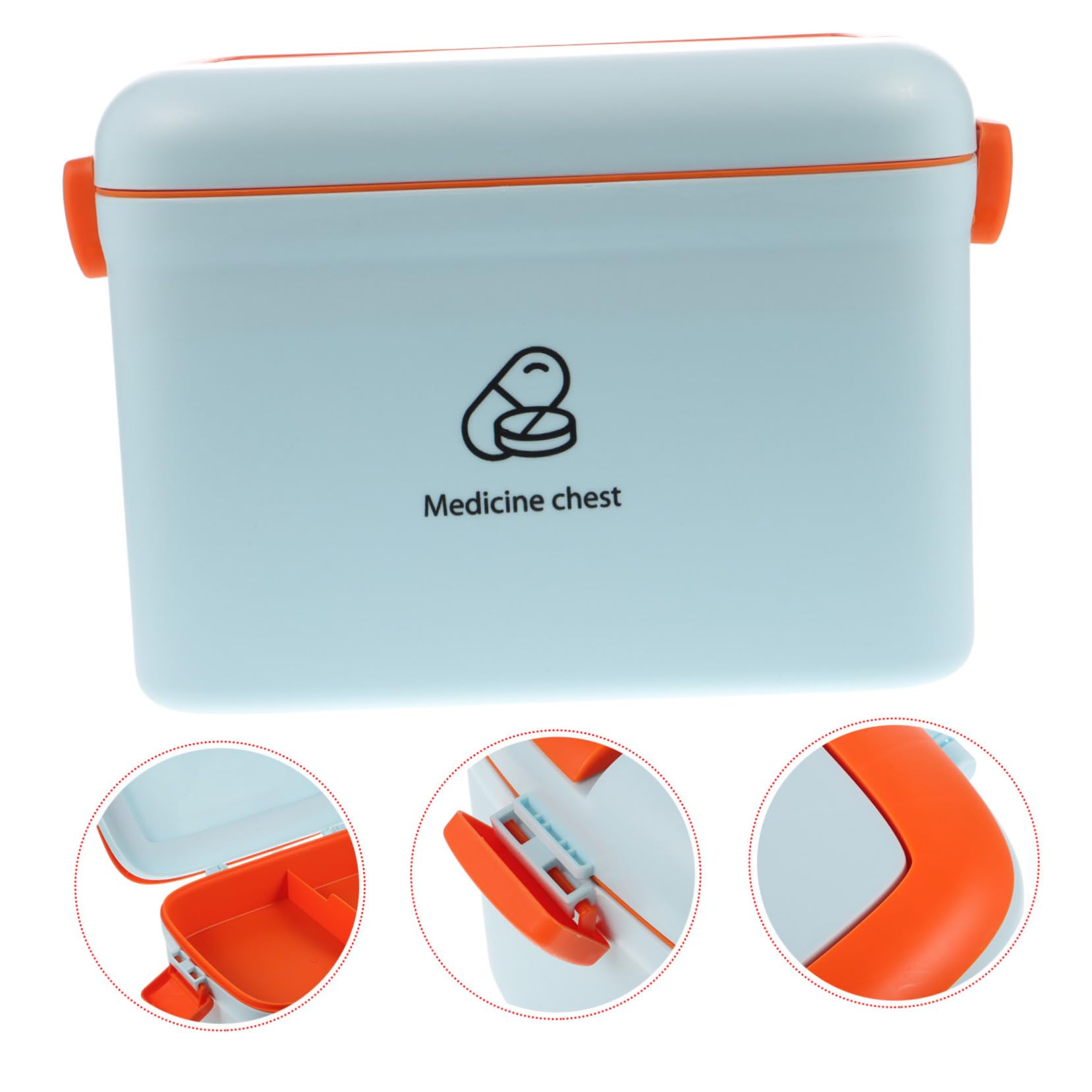 KOMBIUDA Estuche De Almacenamiento De Familiar Grande Portátil Azul Claro Cierre Seguro Resistente para Uso Casero, Viajes y Exteriores, Organizador Multifuncional para Medicinas