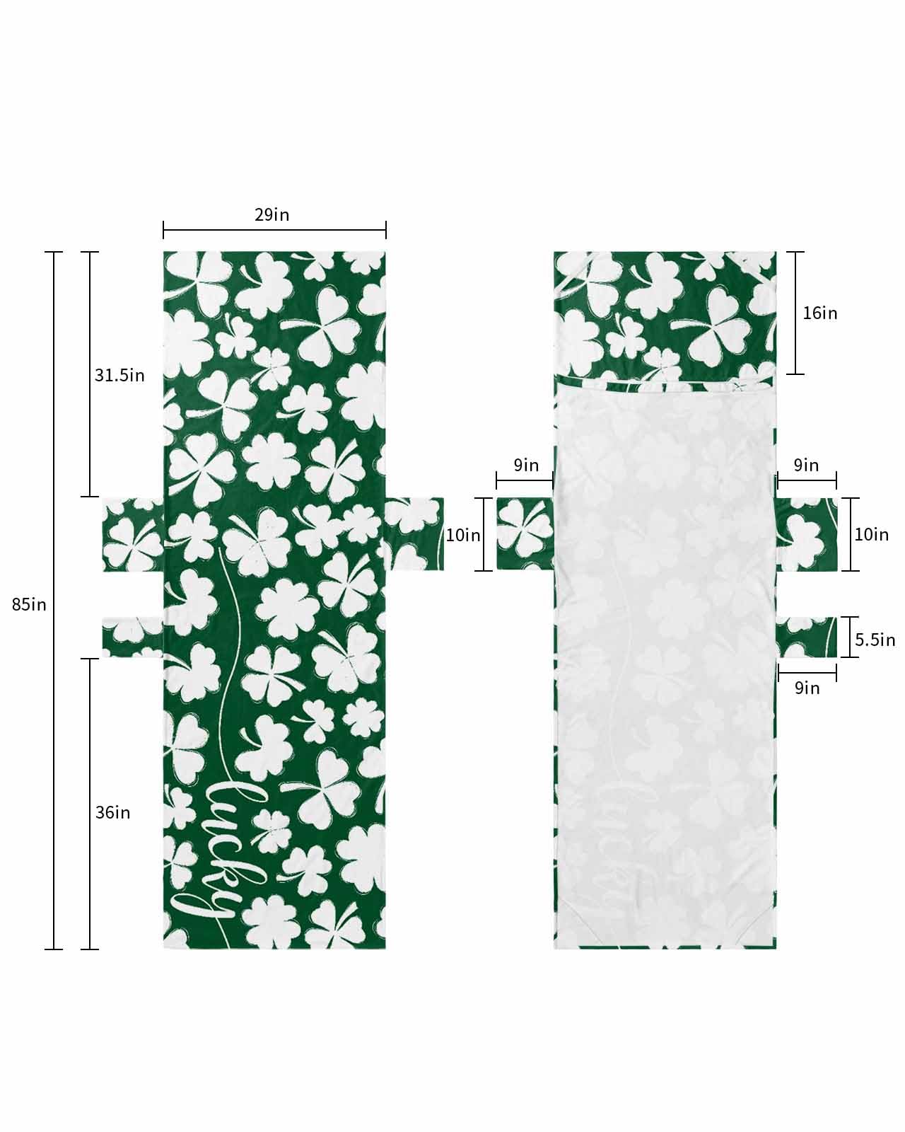 St. Patrick's Day Beach Lounge Chair Towel Cover, Soft Chaise Lounge Towel with Side Pockets Patio Pool Chairs Cover for Beach/Pool Sunbathing 29x85 Dark Green Lucky Clover