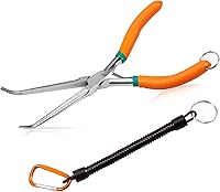 Vista 9 de SPEEDWOX 2 alicates de punta de aguja con puntas curvas, mango curvado, alicates de punta de aguja extra largos con puntas rectas, alicates