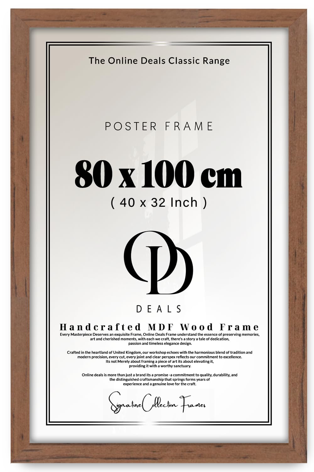OD Deals 80x100 cm (31.5x39.4 Inch / 800x1000 mm) MDF Poster Frame | Rich Walnut Wall Frame with Shatterproof Acrylic Front, Ideal for Home or Office (Walnut) โ image 1