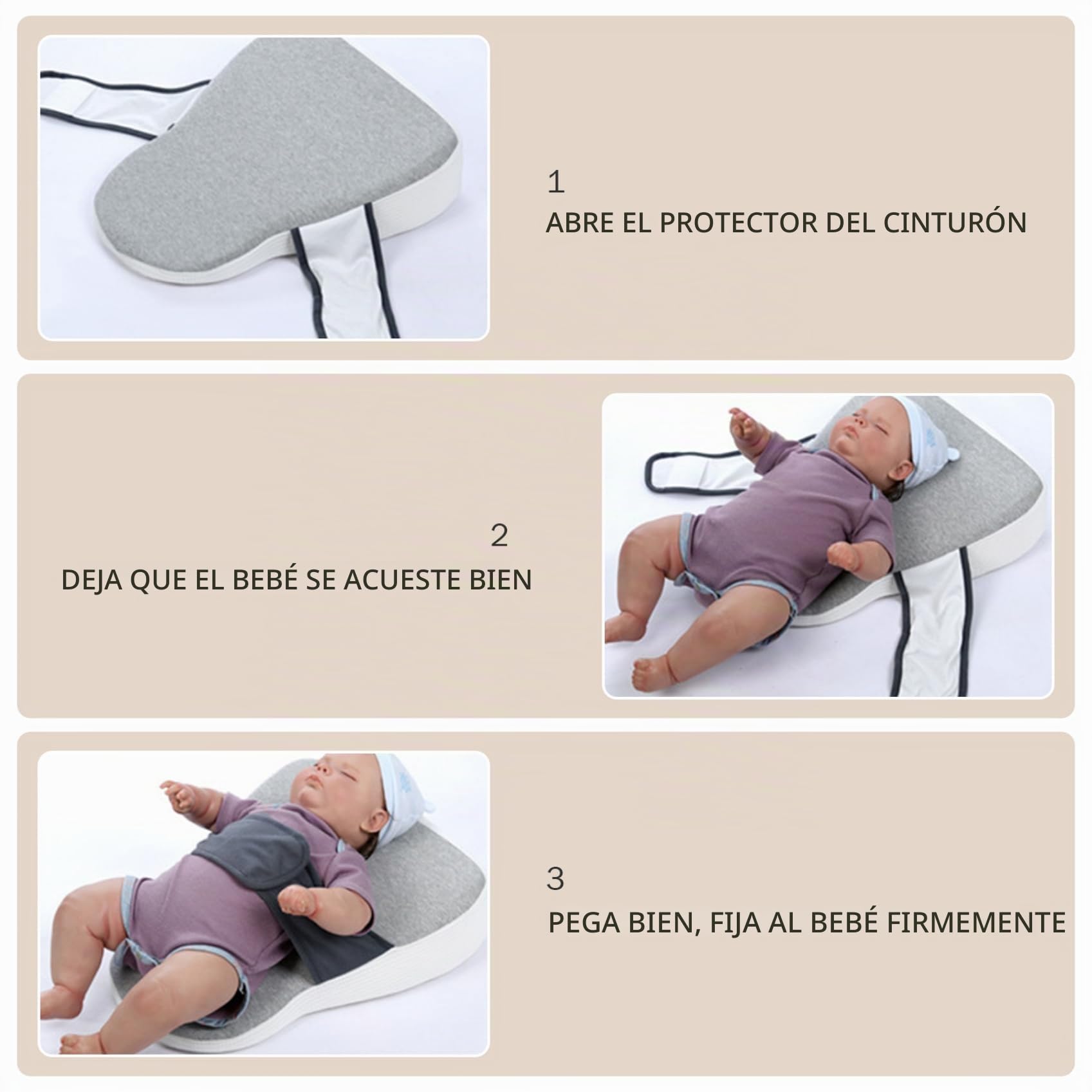 Almohada de cuña para bebés para recién nacido 15x19x5 almohada anti-reflujo de doble cara para bebé con cinta adhesiva cinturón de cintura 15 ° Memory Movement Foam Essentanjes de recién nacidos, al