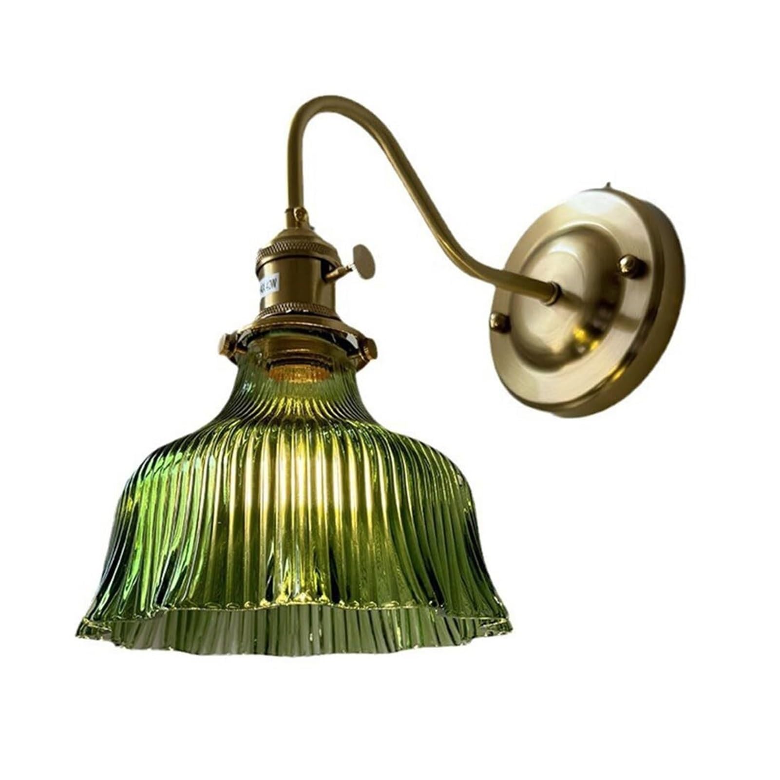 HUAYUSEDF Vintage Modern Glass with Rotary Switch E27 Retro Wall Sconce for Bedroom Kitchen Island Corridor Living Room(Green)