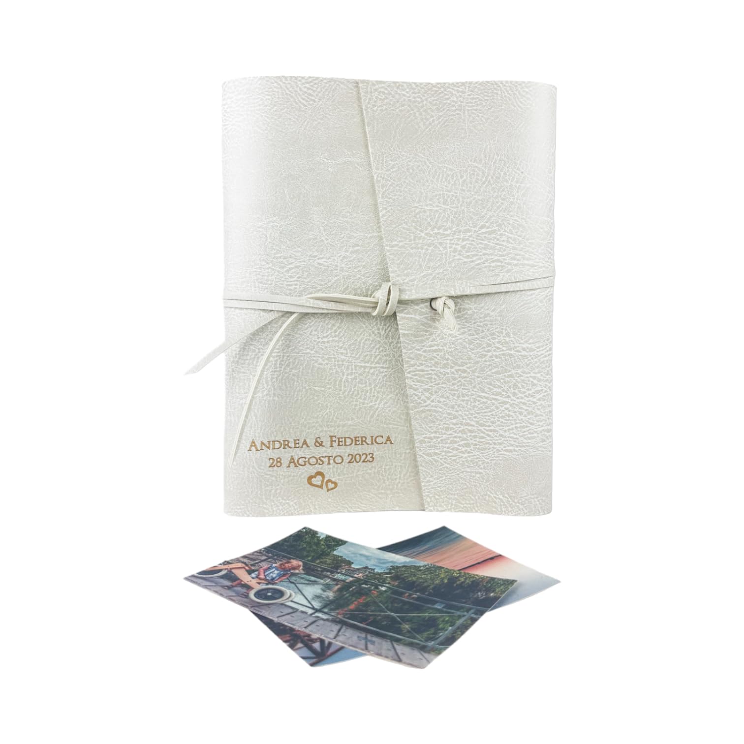 Álbum de fotos – Double Vintage – piel sintética personalizable con grabado. Ideal para bodas, aniversarios y eventos (con grabado, polar - polar)