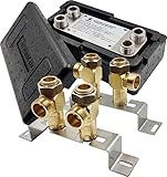Nordic Tec SANITLINE Edelstahl Wärmetauscher Plattenwärmetauscher mit Isolierung und Wandhalterung Ba-12-20, 4x 3/4'' Aussengewinde, 45 kW, 20 platten