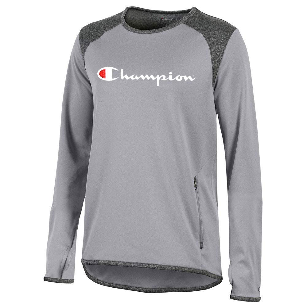 Champion Script Logo Damen (Active Grey) Athletic Tech Crew Performance Fleece