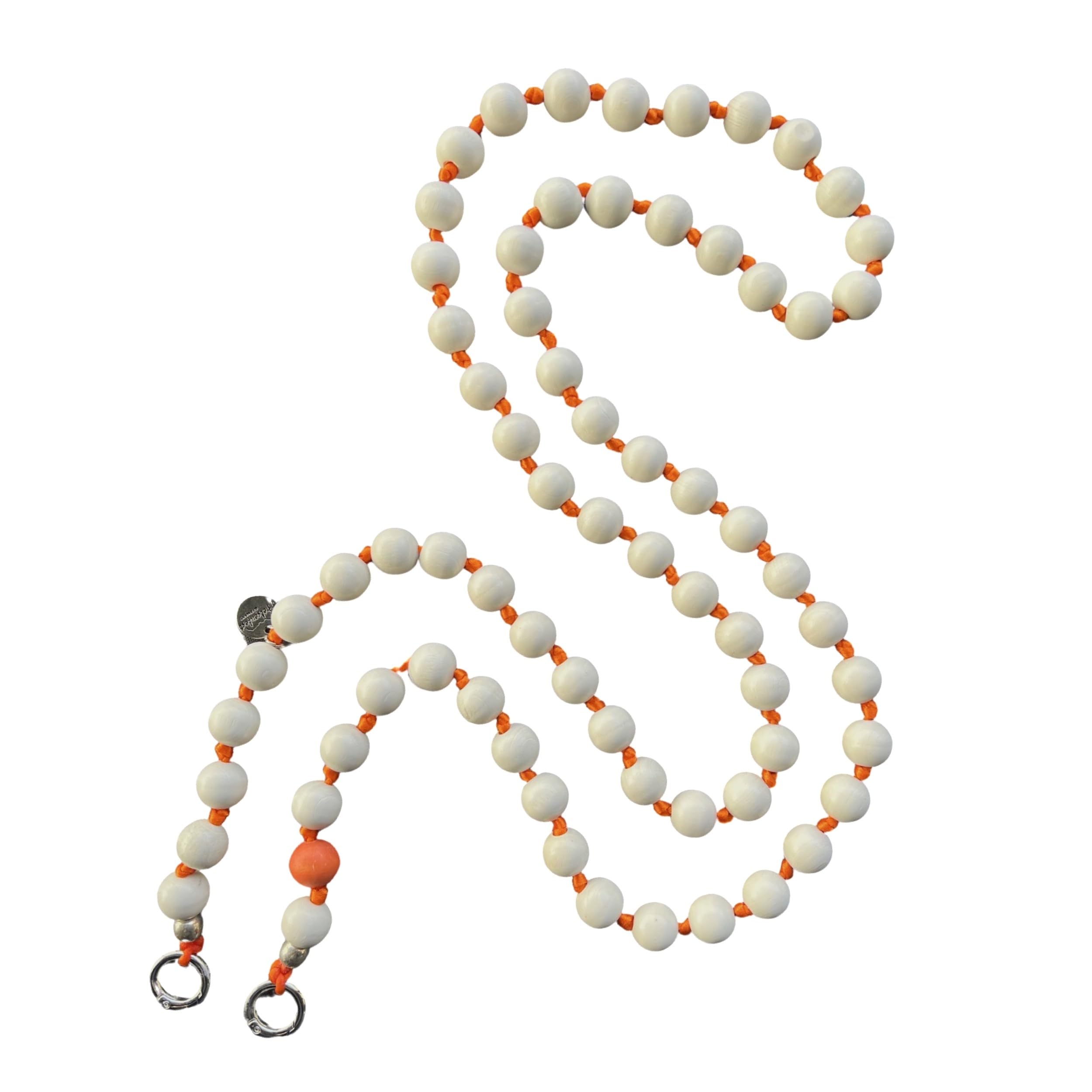 Handykette Lang Holzperlen natur-orange I ø15 mm I Länge ca. 138 cm I H0100