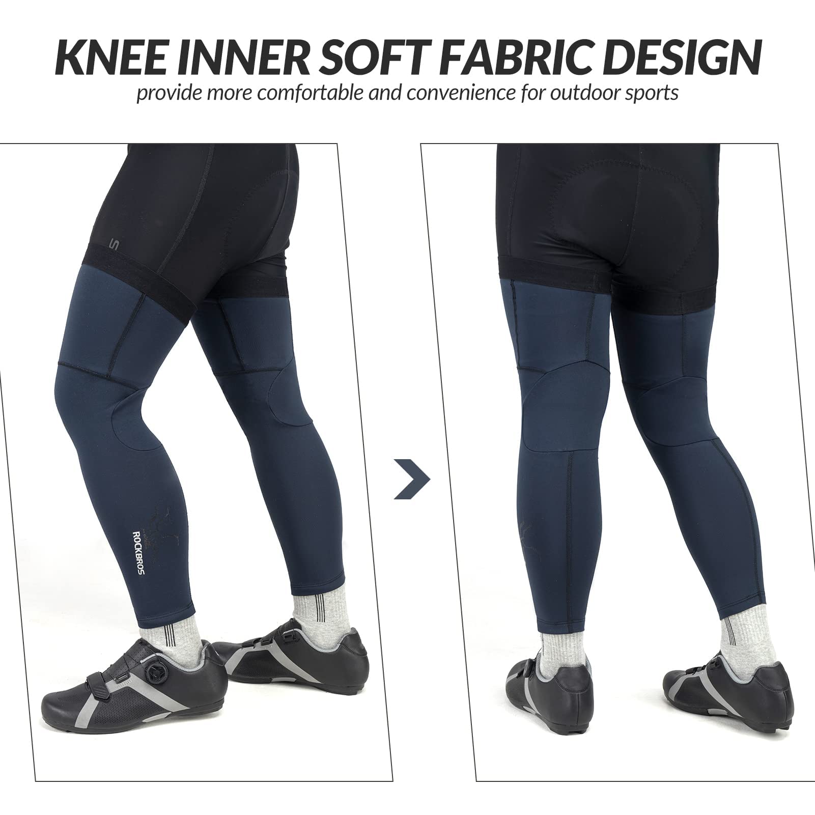 ROCKBROS Manchettes/Jambières Thermiques Hiver Élastique Couvre de Bras/Jambes Coupe Vent pour Course Cyclisme Basketball Randonné Pêche Basketball Golf Homme Femme Noir Vert/Bleu S-3XL (1 Paire)