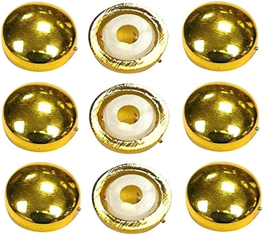Merriway BH03923 (10 Pcs) Plastidome Snap-On 2 Piece Caps Screw No. 6/8 Covers, 15 mm (9/16 Inch) Diameter, Plastic Brass Finish - Pack of 10 Pieces