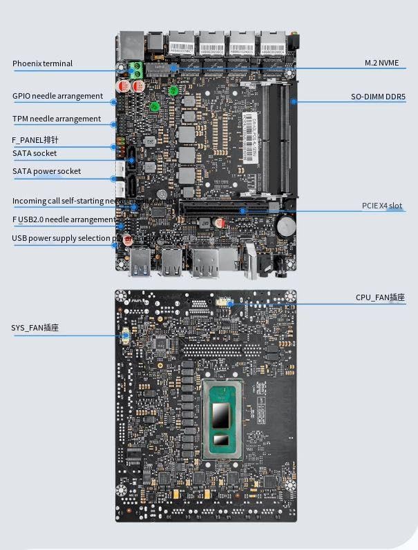 I3 1215U Bez wentylatora Mini PC z 2*DDR5/4*I226 2.5G LAN, BEZ RAM