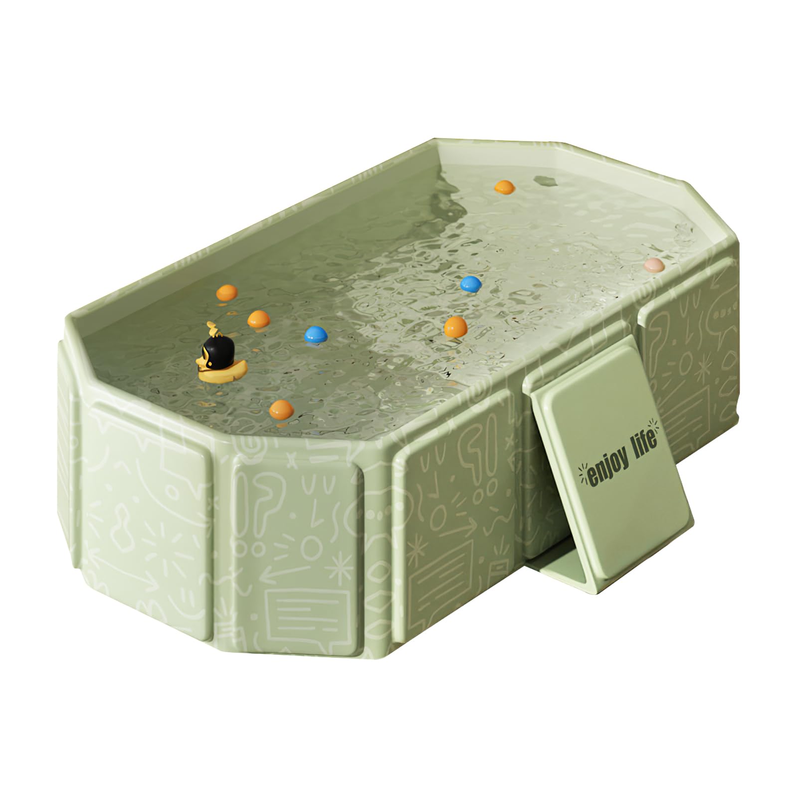 Faltbare Badewanne für Kinder, Tragbare Badewanne, Große Kleinkindbadewanne, Tragbares Duschbecken, Badewanne Kinder für 0-8 Jahre, Integrierte Badewanne mit Ablassschraube (Grün)