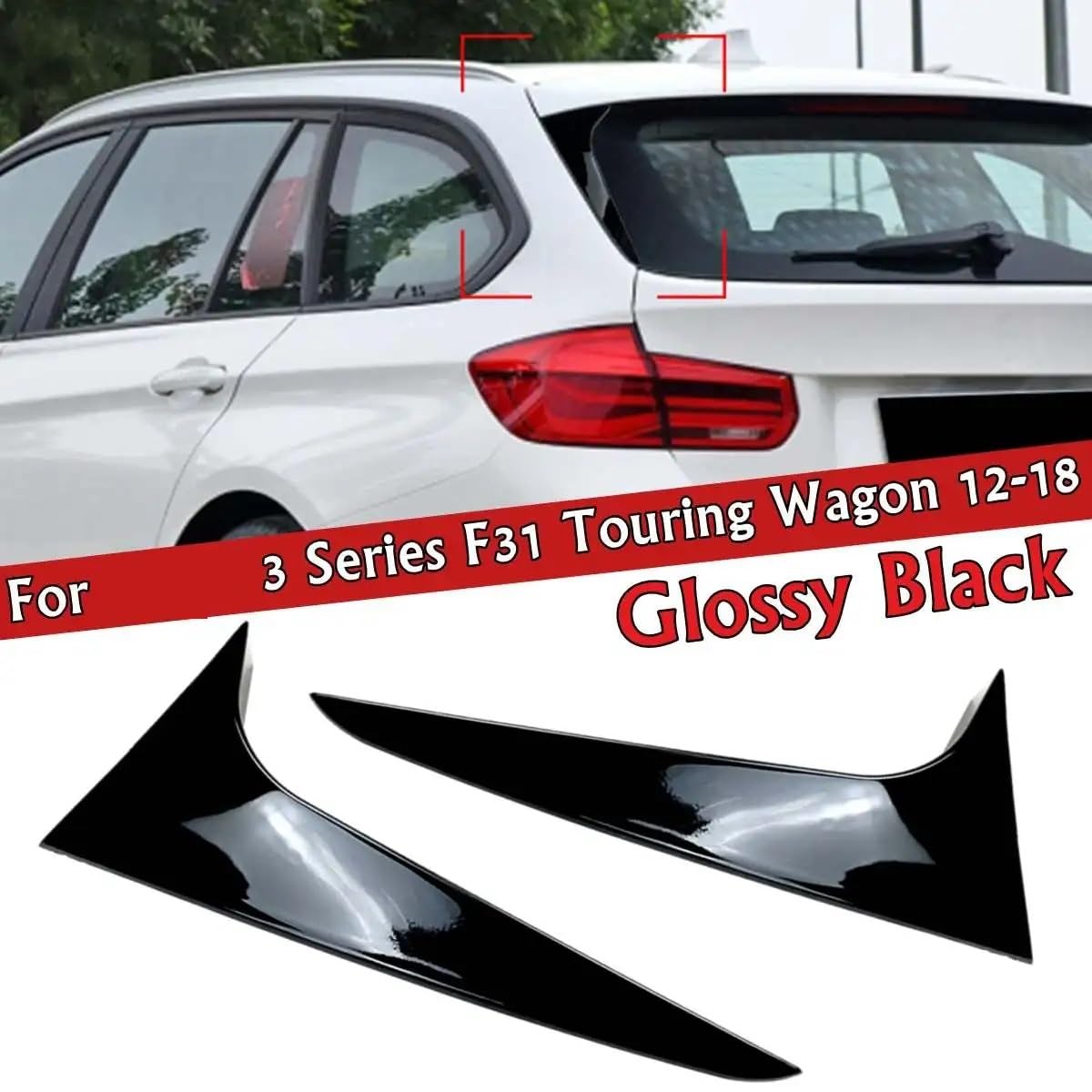 Błyszczący czarny boczny spoiler tylnej szyby, dla BMW