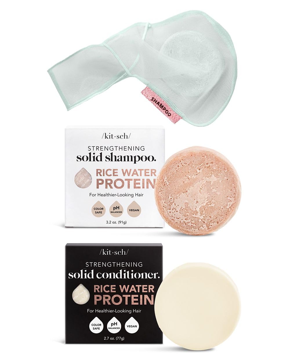 Kitsch Bottle Free Beauty Soap Bar Bag, & Rice Shampoo