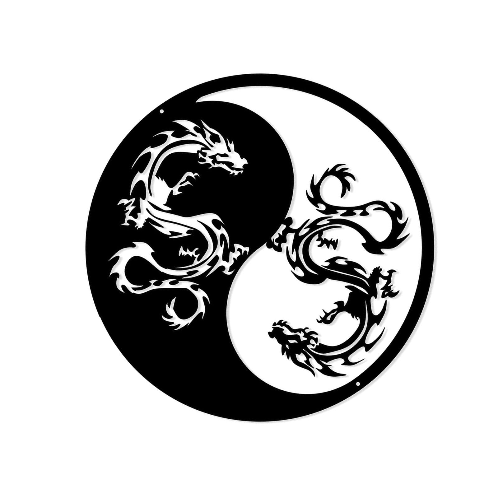 JOUFNING Wall Hanging Decor - Yin Yang Decor Abstract Wall Art Landscape, Chinese Dragon Of Metal Decoration Sculpture, for Home Office Garden Outdoor Farmhouse