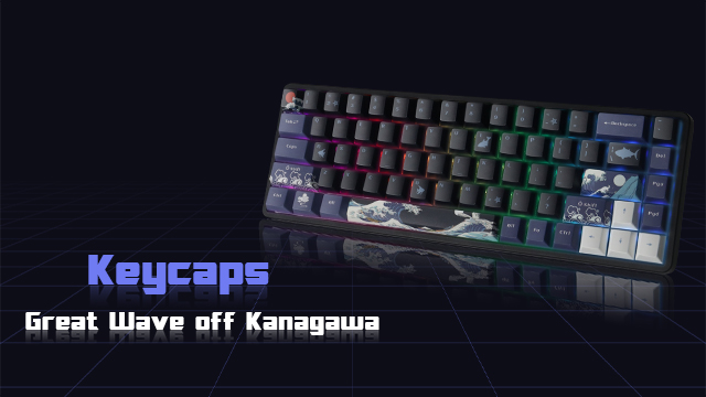 Set Keycaps PBT Profilo Cherry – Wave Of Kanagawa Double Shot Shine Through Con Stampa Laterale, 131 Tasti Per Tastiere ANSI USA