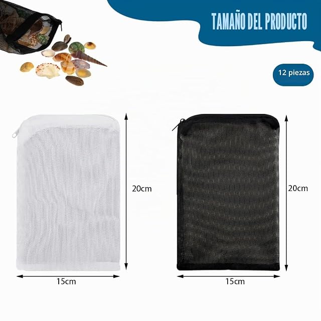 Foto 2 de 6 de TRKETK 12 Piezas Bolsas de Filtro de Acuario con Cremallera de Plástico Pecera Bolsa de Filtro de Malla Fina…