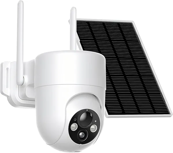 ELYSOO Solar Camera Outdoor Wireless, 2K Color Night Vision, Security Cameras Wireless Outdoor with 360°View, Battery Powered, 2.4GHz WiFi, Instant Alerts, IP65