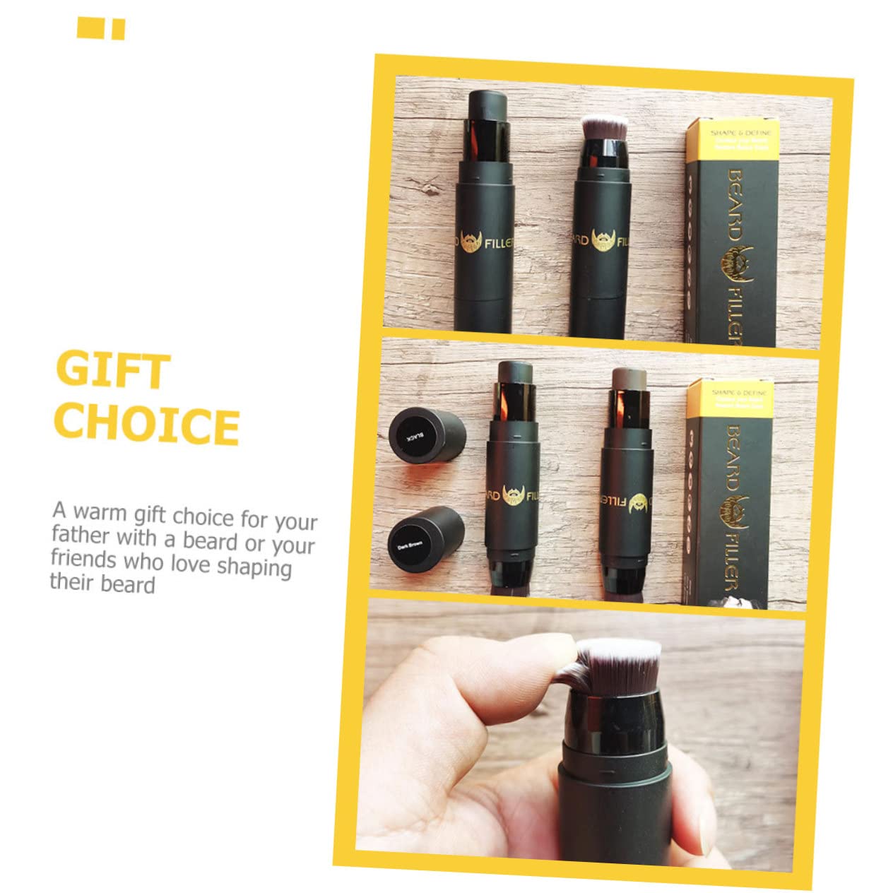 minkissy 3pezzi Filler Per Modellare La Barba Professionale Stick Portatile Per Riempire e Definire Strumento Di Bellezza Per Uomini Scuro Design Elegante e Facile Da Usare