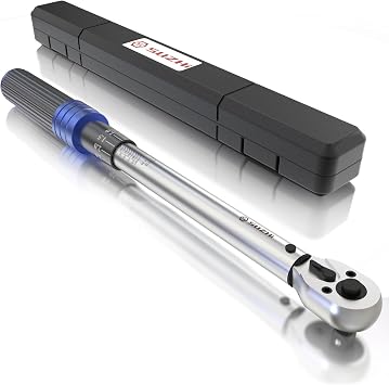 SuZhi 3/8 Inch Drive Torque Wrench 10-100ft.lb/13.6-135.6Nm, 72 Teeth, Longer 18.3 Alloy Aluminum & Cr-Mo Material for Car Wheel nut usually 88 ft lb & Motorcycle, Spark Plug, Oil change