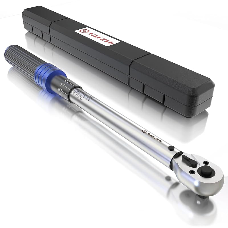 SuZhi Chave de Torque Mecânica 3/8 pol. (9,5 mm), 13,6–135,6 N·m, 72 dentes, 46,5 cm, alumínio e aço CR-MO