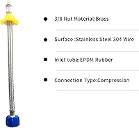 Vista 4 de Klabb Extensión de línea de suministro de inodoro de 12 pulgadas, compresión hembra de 3/8" x rosca de válvula de bola hembra de 7/8", manguera
