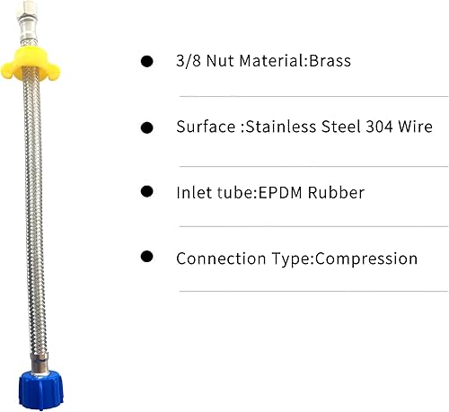 Miniatura 4 de Klabb Extensión de línea de suministro de inodoro de 12 pulgadas, compresión hembra de 38" x rosca de válvula de bola hembra de 78", manguera