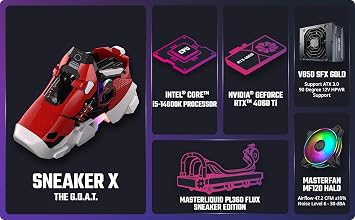 Cooler Master Sneaker X Gaming PC Desktop Intel i5 14400 NVIDIA GeForce RTX 4060 32GB DDR5 2TB M.2 NVMe SSD WiFi Windows 11