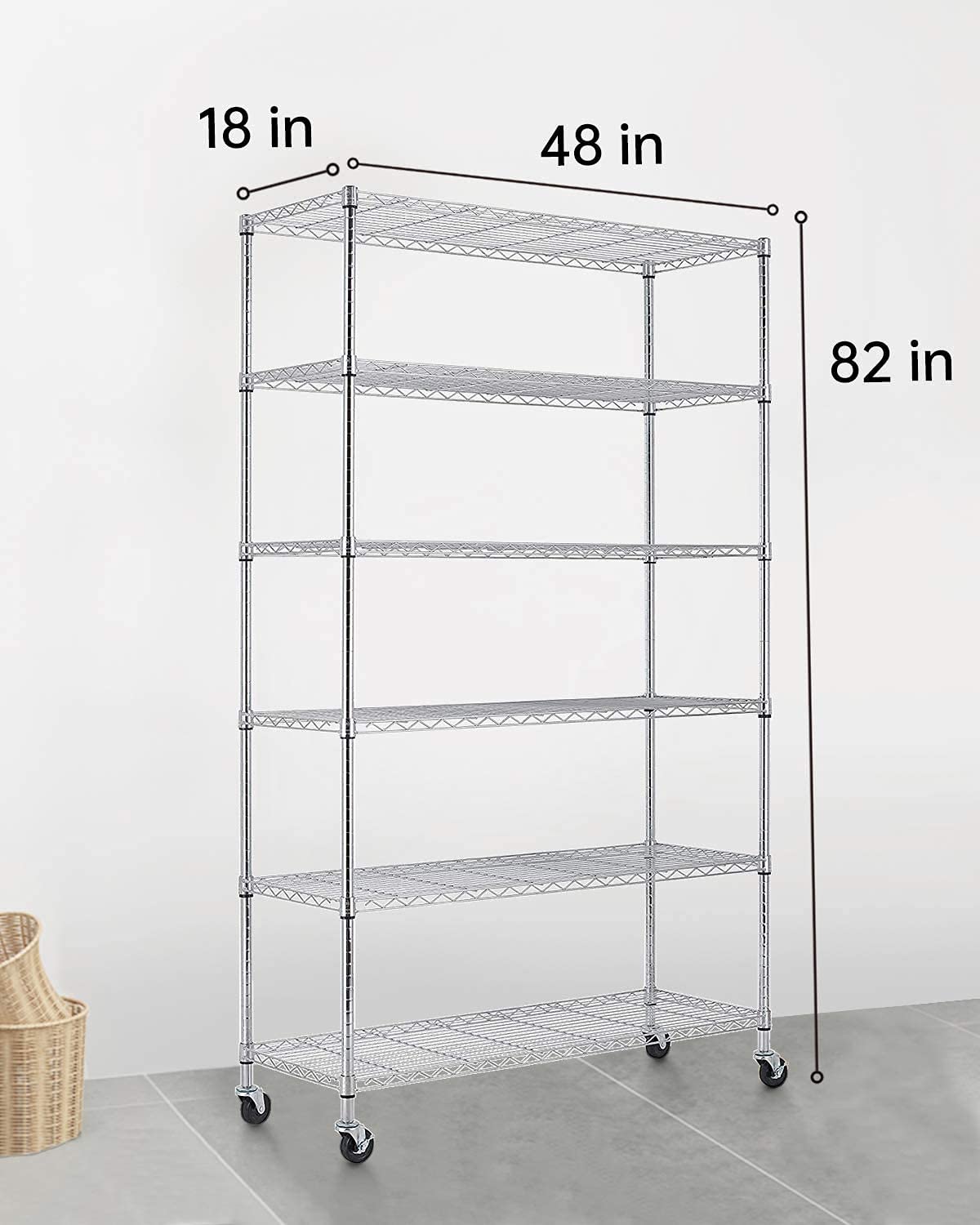 82''L x48''W x18''H 6 Shelf Wire Shelving Unit NSF Garage Storage
