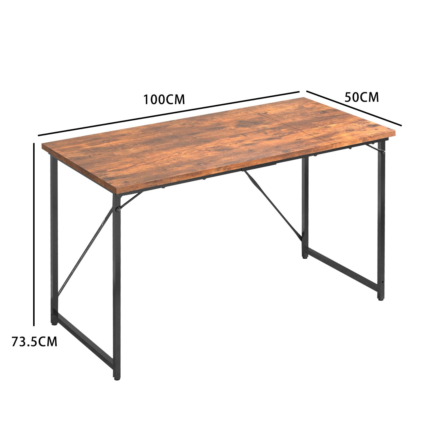 Devoko Scrivania per Computer, Scrivania Piccola, Scrivania PC da Ufficio, Scrivania salvaspazio per Studio, Camera da Letto, 100 x 50 x 75 cm, Stile Industriale, Struttura in Metallo, Marrone vintage