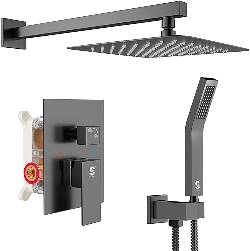 SR SUN RISE Sistema de ducha, juego de grifo de ducha con cabezal de ducha de lluvia de 8 pulgadas y ducha de mano, sistema de ducha de lluvia de