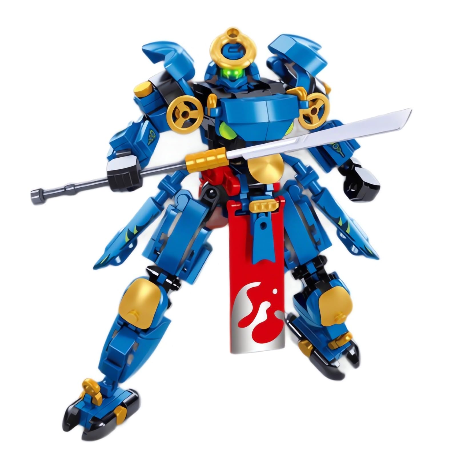 HIGH GODOSamurai Mech Warrior Model Building Sets, Robot with Long Spears and Openable Cockpits Building Blocks Toy Set, 230 Pieces Creative Collectible Gift for Adults Man Teens Boys 6+
