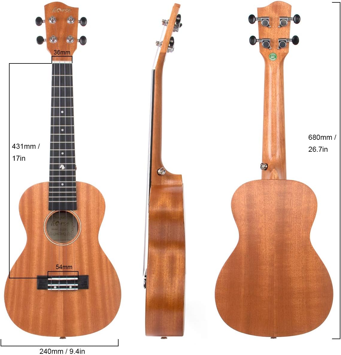 Tenor Ukulele,26 Inch Professional Musical Instrument Ukelele for Adults Horse Uke Beginner Kit W/Gig Bag Strap OEM Strings Hawaiian Guitar Ukalalee Yukalalee Ukalele Yukelele