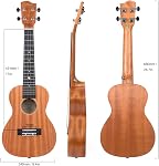 lotmusic 26 Inch Tenor Ukulele, Beginner Kit with Accessories, OEM Strings, Hawaina Guitar, Ukalalee, Yukelele