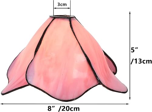 Miniatura 3 de Bieye Tiffany Style - Pantalla de repuesto para lámpara de cristal de vitral E12 L10810-S, 8 pulgadas de profundidad x 8 pulgadas de ancho x 5